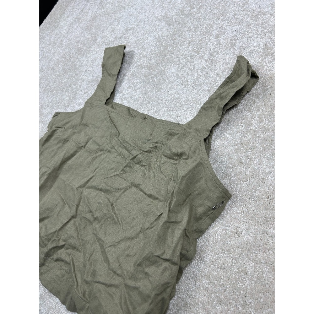 matty m Top Women's‎ Olive XL Linen Blend Button Front Square Neck